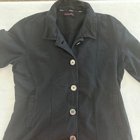 Fresh Produce Jacket Womens SZL Black Front Button Pockets Long Sleeve Basic - Picture 5 of 8